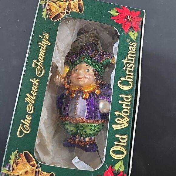 Old World Christmas Mardi Gras Jester Ornament Blown Glass New Orleans Box Tag - Picture 9 of 9